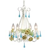 Laura Ashley MXX414 Maisie Mini Chandelier, Frosted Argent White