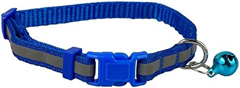 Night Safety Reflective Nylon Small Dog Puppy Collar Adjustable XS:Neck for 8-12" Blue