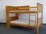 Bookcase Bunk Bed Twin over Twin Mission style in Honey