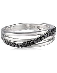 Sterling Silver Black Diamond Twisted Ring (0.2cttw)