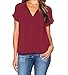 LILBETTER Womens Casual Chiffon Ladies V-Neck Short Sleeve Blouse Tops(Red,Medium)