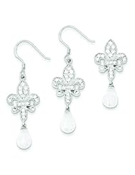 Sterling Silver Cubic Zirconia Earring and Pendant Set