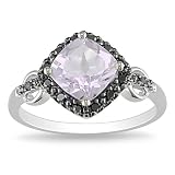 10K White Gold 1 1/10 CT TGW Rose de France 1/10 CT TDW Black Diamond Fashion Ring