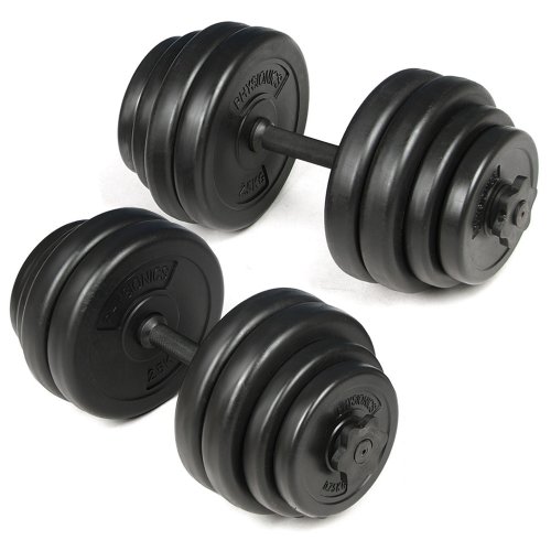 Physionics Dumbbell Bar Weights Set 2x15 kg Home Gym Fitness Strength Training Weight Plates Lifting