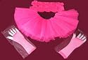 Neon Pink Tutu Set - Tutu + Leg warmers + Fishnet Gloves Plus Size 12" Length