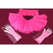 Neon Pink Tutu Set - Tutu + Leg warmers + Fishnet Gloves Plus Size 12" Length
