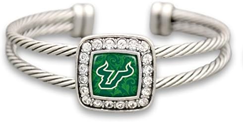 NCAA South Florida Bulls Womens square Cuff Bracelet, Silver, One Size