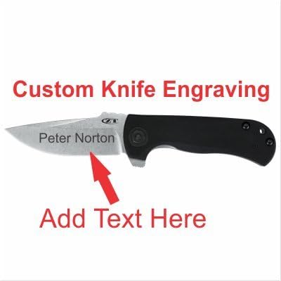 ZERO TOLERANCE 0909 LES GEORGE STONEWASHED BLADE, TEXTURED G-10 HANDLE FOLDING KNIFE CUSTOM ENGRAVING