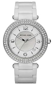 MICHAEL Michael Kors #MK5308 Women's Crystal Accented Glitz White Ceramic Watch