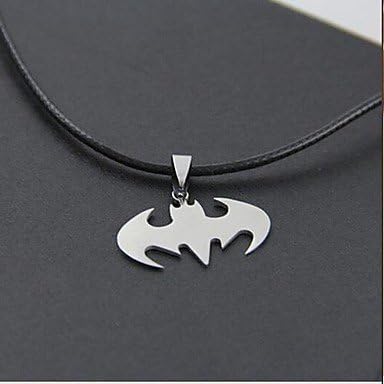 Halloween batman (batman) Black Leather Pendant Necklace(Silver) (1 Pc)