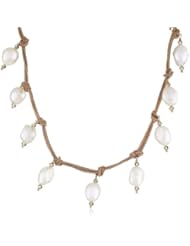 Margo Morrison New York Freshwater Pearl Natural Leather Double Bracelet, 15"