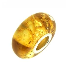 Natural Amber Bead with 925 Sterling Silver Core fits European Charm Bracelet