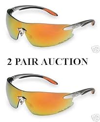 Harley-Davidson HD800 Safety Glasses with Silver Tempels Frame and Orange Mirror Tint Hardcoat Lens