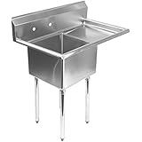 Gridmann 1 Compartment NSF Stainless Steel Commercial Kitchen Prep & Utility Sink w/ Drainboard - 30 in. Wide