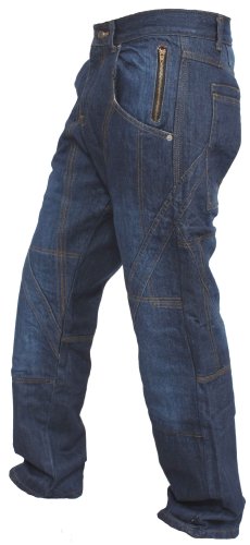 Newfacelook Men's Motorcycle Motorbike Zip Pocket Blue Jeans Trouser Reinforce With Aramid Protection Lining