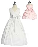 New Criss Cross Bow Pageant/Party Dress (White, Ivory or Pink) 2 to 12 Girls ~ Wonderful for Flower Girls