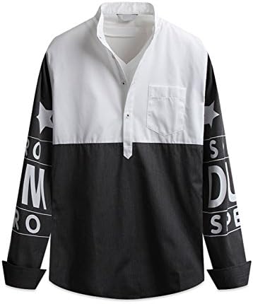 Men's Premium Dum Henly neck Cotton Dress Casual Shirts (Large, White)