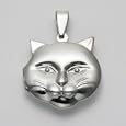 Smooth Cat Head Locket Pendant