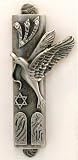 Pewter Mezuzah with Dove made with Swarovski Crystal