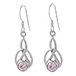 Sterling Silver Triquetra with Pink CZ Earrings