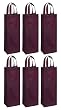 Reusable Gift Bag, Single Bottle Wine Tote , Vineyard, 6 Pack Set