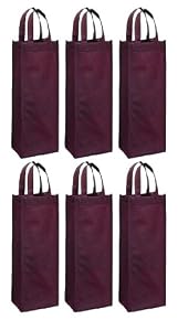 Reusable Gift Bag, Single Bottle Wine Tote , Vineyard, 6 Pack Set