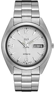 Seiko Men's 5 Automatic SNX121K Silver Stainless-Steel Automatic Watch with White Dial