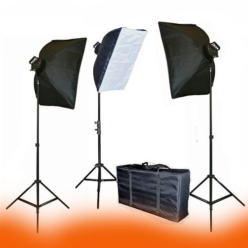 ePhoto VL9026S3 3000 Watt Continuous Light Kit with Carrying Bag with 3 each of 6.5 Foot Tripod, 22x28-Inches Softboxes and Light Heads with 15 45W 5500k CFL Bulbs