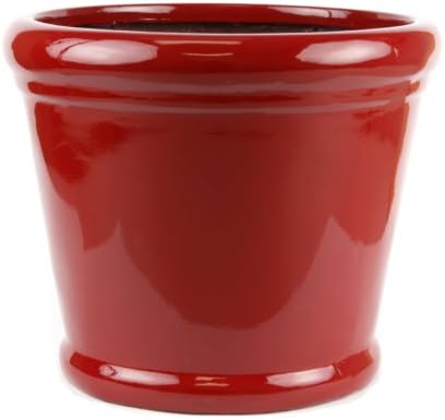 Potenza Rolled Rim - Fiberglass Planter | Indoor/Outdoor Planter - 8.5"d x 6.5"h - Gloss Red FInish