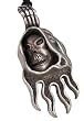 Flaming Grim Reaper Skull Head Pewter Pendant