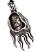 Flaming Grim Reaper Skull Head Pewter Pendant
