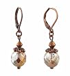 Earrings - E194 - Faceted Fire Polished Crystal Glass Hung on Copper Tone Leverbacks ~ Copper and Clear