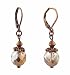 Earrings - E194 - Faceted Fire Polished Crystal Glass Hung on Copper Tone Leverbacks ~ Copper and Clear