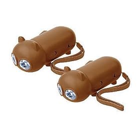 Kikkerland FL08-BR Rechargeable Brown Cat Flashlight, 2-Count