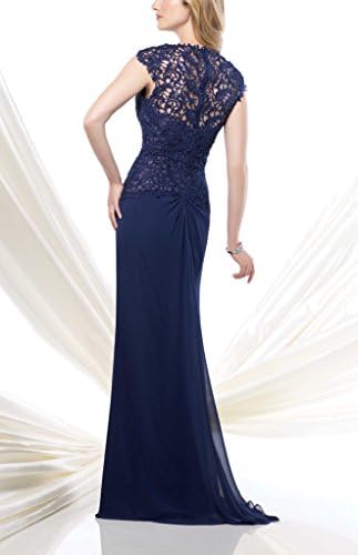 UniWedding Mother of the Bride Dress Illusion Lace Cap Sleeves Long Formal Gown