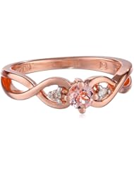 Rose-Gold Flashed Silver Diamond and Morganite Circle Ring (0.04cttw, G-H Color, I2-I3 Clarity)