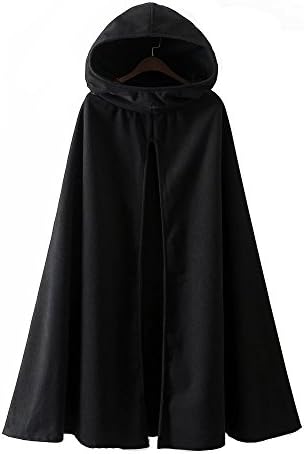 Women's Cape Batwing Pullover Poncho Hoodie Jacket Winter Warm Cloak Coat (Black)