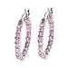 Pink CZ Sterling Silver Hoop Earrings