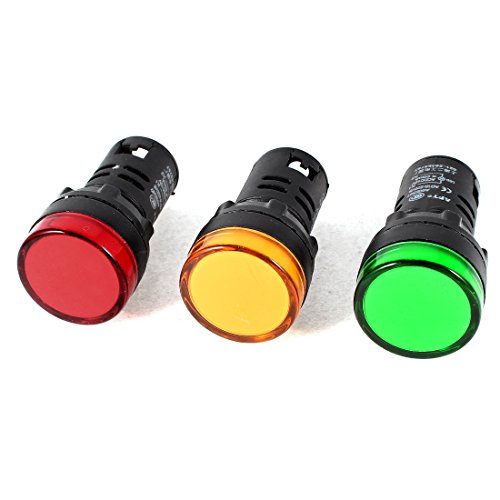 DC 12V LED Pilot Panel Indicator Lamp 22mm 3Pcs Green Yellow Red Light