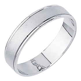 14K White Gold Matte Embossed Designer Wedding Band Ring for Men & Women - Size 5