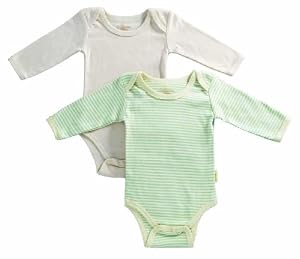Tadpoles Organic Cotton 2Piece Romper Set Pinstripe/Solid, Sage, 0-3 Months