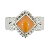 Sterling Silver Orange Chalcedony Ring by Sajen
