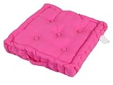 100% Cotton Hot Pink Floor Cushion, 40 x 40 x 10 cm