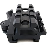Monstrum Tactical Dual Rail (90 and 45 degree) Picatinny Riser Mount with Quick Release, for Red Dots Scopes, and Optics (0.8 inch H x 1.5 inch L)
