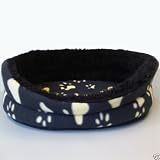 Paw Print Plush Pet Dog Cat Bed Black Extra Small