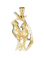 Dazzlers Solid 14k Gold Lovebirds Charm Pendant Available in three colors from jewelsberry (weights: 3.3 grams only)