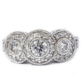 1.50CT Three Stone SI Diamond Vintage Engagement Ring
