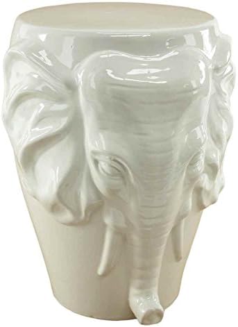 Elephant Garden Stool in White