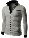 Doublju Mens Button Cardigan with Slim Fit in 2 Style