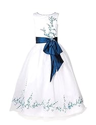 Girls A-line Applique Beaded Lace Chiffon Flower-Girl Dress/Pageant Dress  With a Sash 